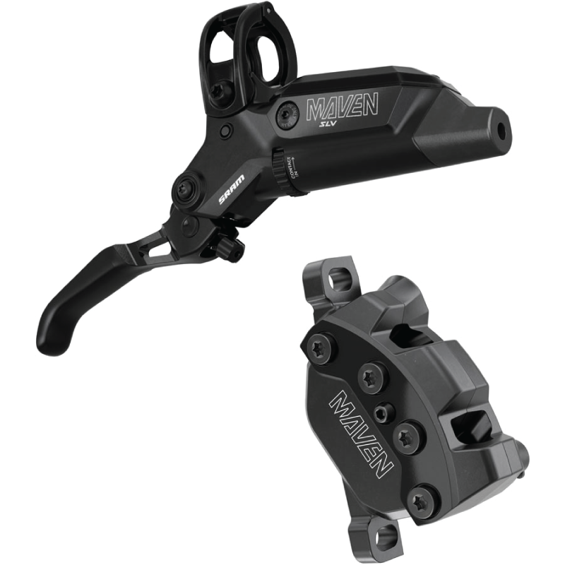 SRAM Maven Silver Disc Brake and Lever - Front or Rear, Post Mount, 4-Piston, Aluminum Lever, SS Hardware, Black, B1